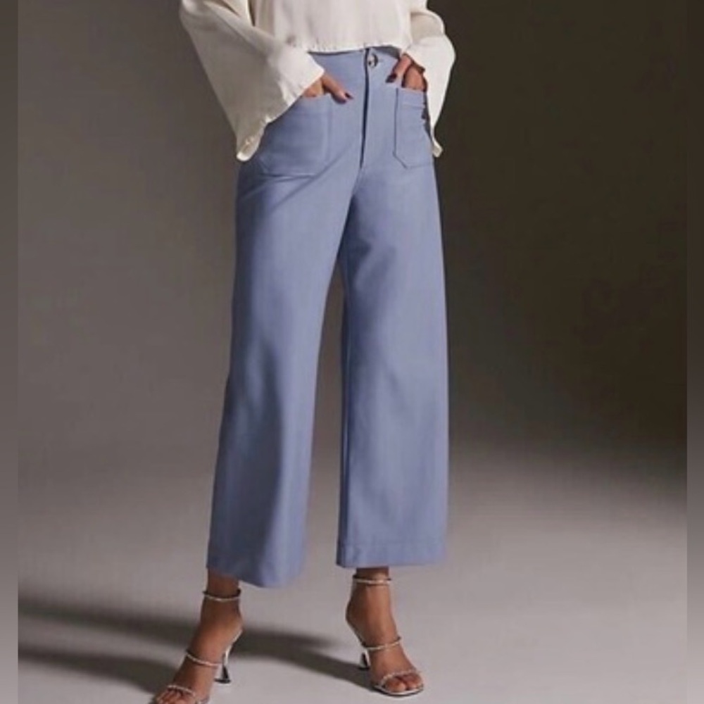 The Colette Faux Leather Crop Wide-Leg Pants by Maeve Size 32 Tall